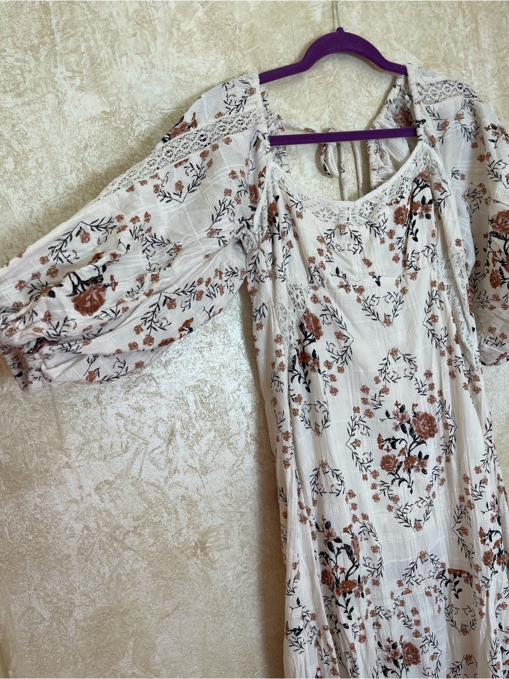 Free People All The Attitude Printed Maxi Dress Sz M Cottagecore Milkmaid Fairy - Picture 6 of 15
